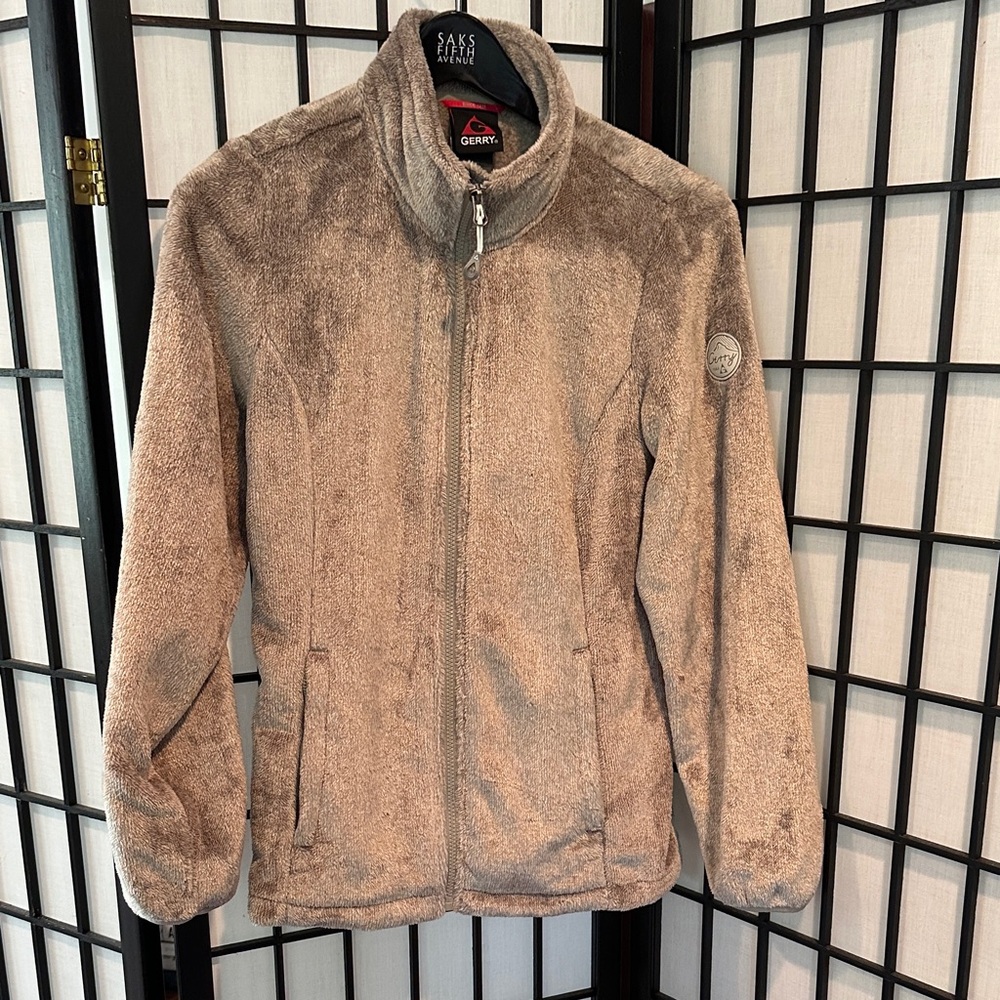 Gerry’s Outdoor Women's Cozy Gray Teddy Bear Soft Jacket Full Zip Small EUC